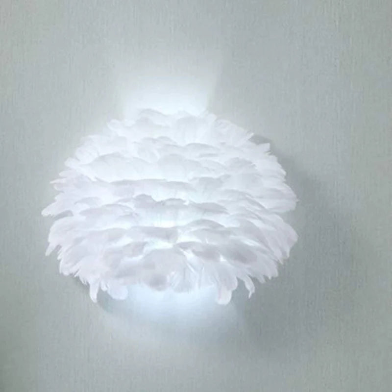 Illuminez Votre Intérieur avec l'Applique Murale Senqiu 12W au Design Romantique et Abat-Jour à Plumes Blanches