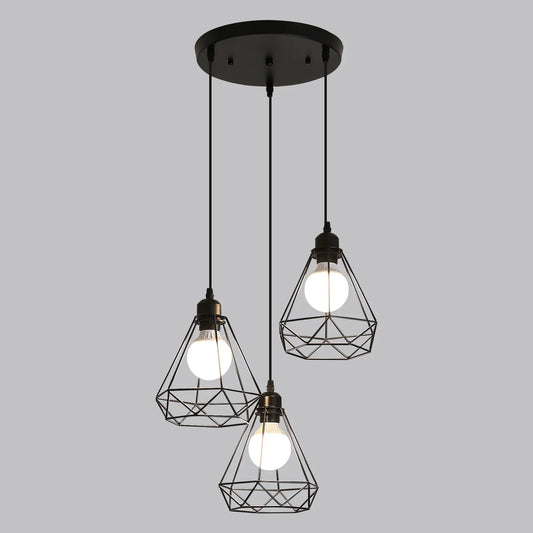 Ajoutez une Touche Industrielle Vintage à Votre Intérieur avec notre Lustre Suspension Style Cage Géométrique
