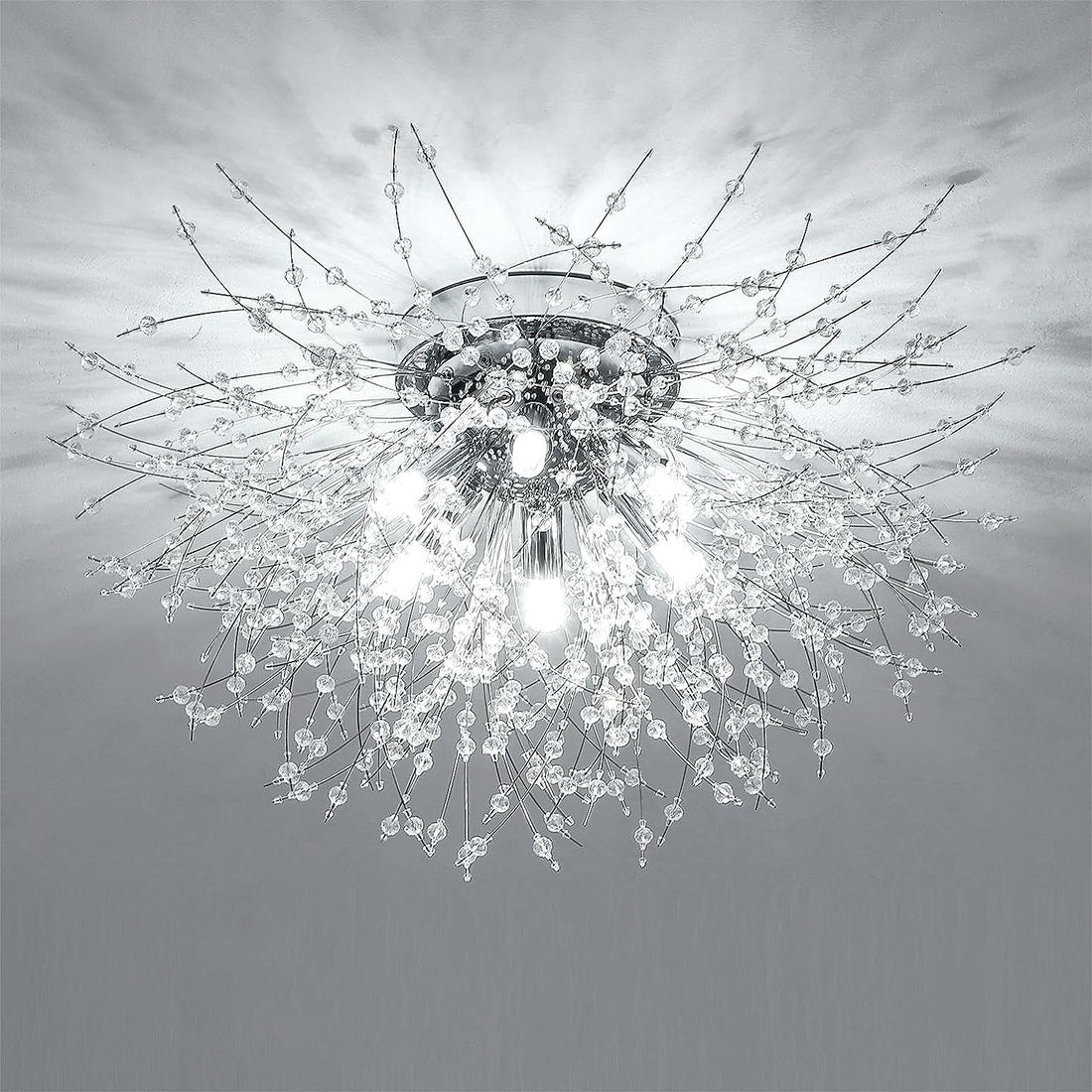 Plafonnier Lustres en Cristal 6 Lumières - Éclat Moderne pour Votre Espace