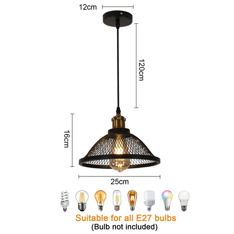 Suspension industrielle, douille E27, compatible avec toutes les ampoules E27 (ampoule non incluse)