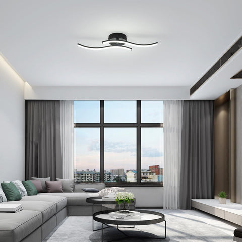 Plafonnier LED Moderne 12W, 6500K Lumière Blanche Froide, Design 2 Barres Parallèles, 60x12 CM, Idéal pour Chambre et Salon