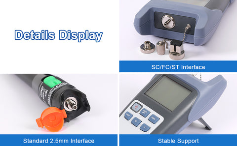 Fiber Optic Tools Cable Tester FC SC Power Meter & Visual Fault Locator with Sc, Fc Connector and Shoulder Toolkit