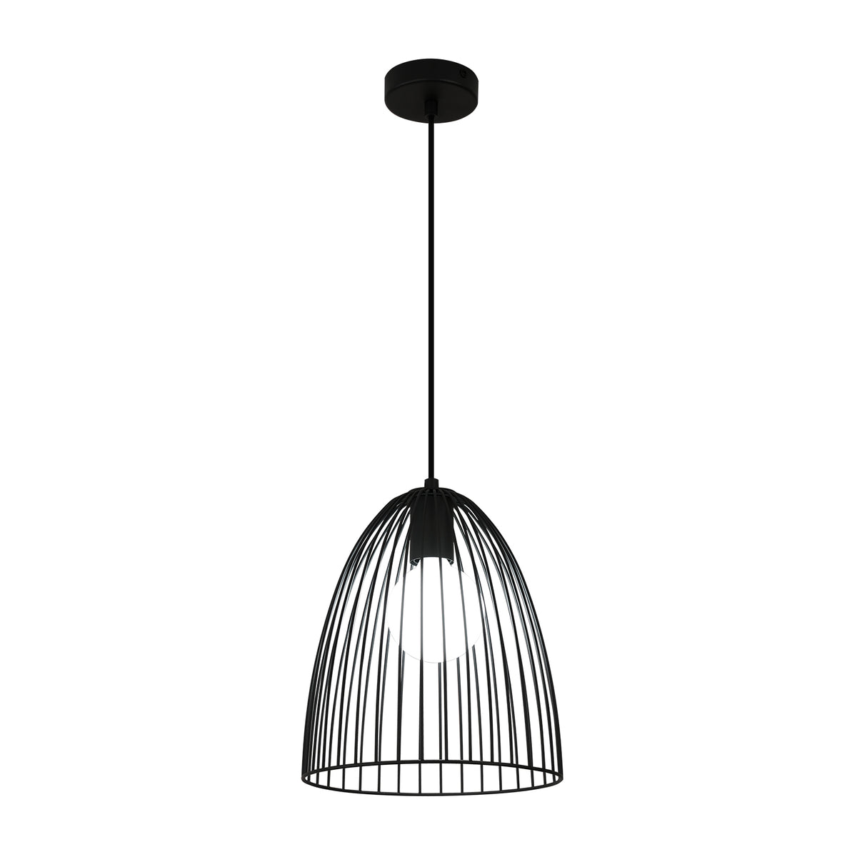 Lustre industriel en métal, lustre cage rétro noir E27