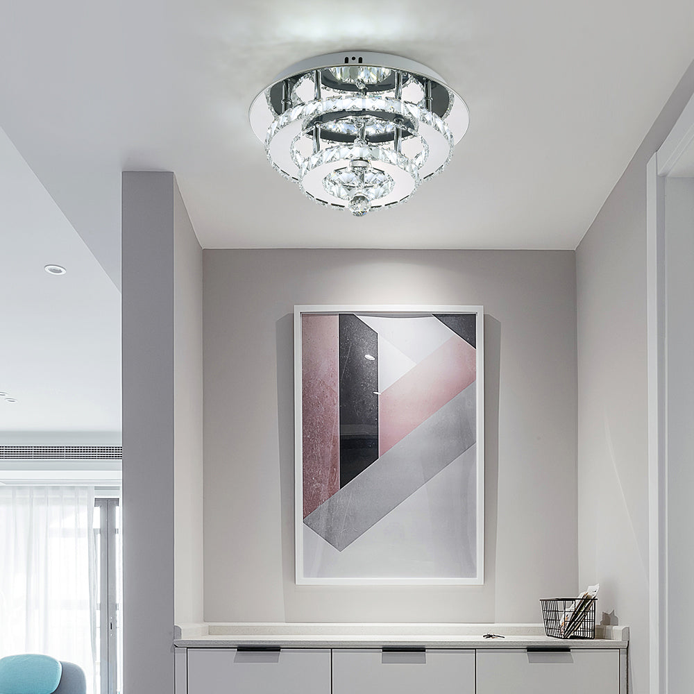 Lustres En Cristal, 30W Moderne LED Plafonnier Cristal, Plafonnier Luminaire Lampe