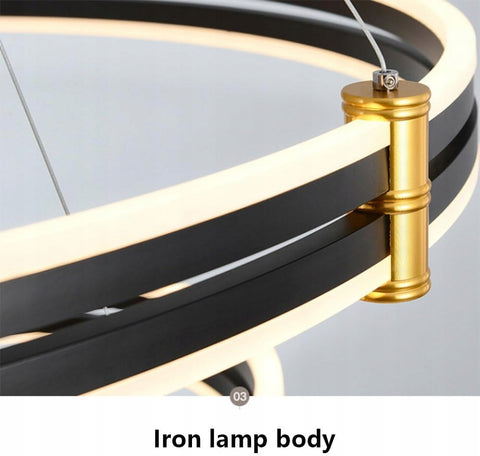 Lustre LED moderne et simple, double suspension noire avec télécommande, dimmable 3000-6000K Décoration lumineuse Peut être utilisé pour l'éclairage