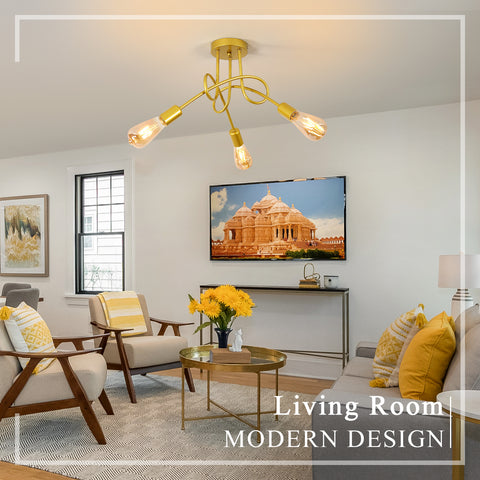 Luminaire Plafonnier Industrielle, Lampes De Suspension En Fer Vintage E27 Lustre or 3-Lumières (Ampoule Non Incluse)