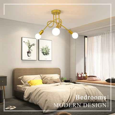 Luminaire Plafonnier Industrielle, Lampes De Suspension En Fer Vintage E27 Lustre or 3-Lumières (Ampoule Non Incluse)