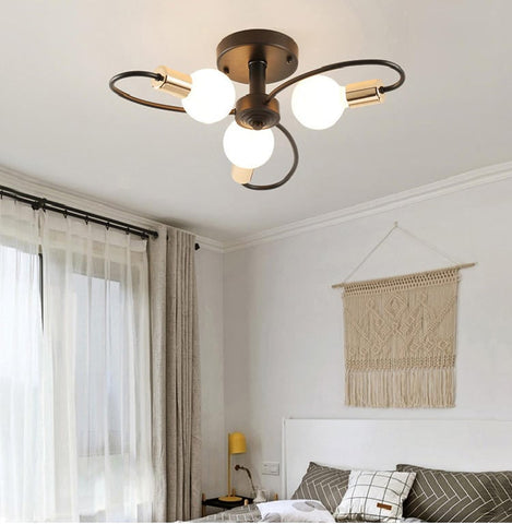 Moderne Plafonnier, Créatif Lampe Plafond, Métal Noir or E27 pour le restaurant du salon Studio 3-Lumières(Sans ampoules)