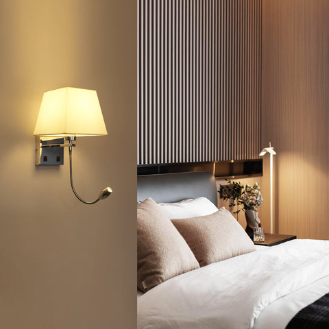 Applique de Chevet, LED Applique Murale Liseuse Chambre Bras Oscillant Titulaire E27 Veilleuse Murale (N'inclut pas les Ampoules)