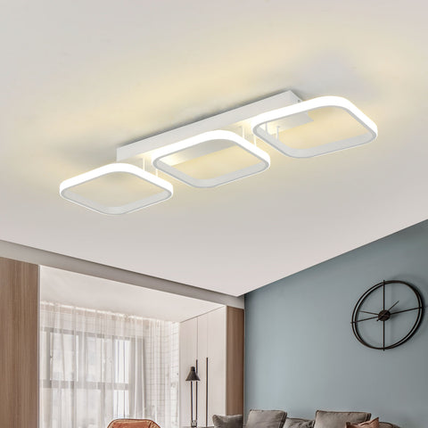Plafonnier LED 40W, Plafonnier Géométrique Simple, Plafonnier Créatif Carré en Métal, Convient pour Salon, Chambre, Salle à Manger, Lumière Neutre 4000K (Blanc)