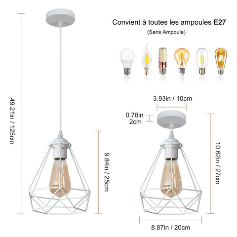 Tableau des tailles de lustre