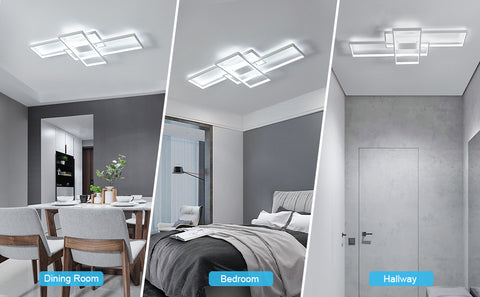 Plafonnier LED 54W Design moderne Blanc Froid 6000K Rectangle Lampe de Plafond Pour salon chambre à coucher salle à manger bureau Blanc