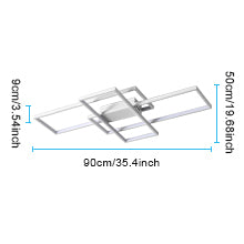 Plafonnier LED 54W Design moderne Blanc Froid 6000K Rectangle Lampe de Plafond Pour salon chambre à coucher salle à manger bureau Blanc