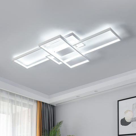 Plafonnier LED 54W Design moderne Blanc Froid 6000K Rectangle Lampe de Plafond Pour salon chambre à coucher salle à manger bureau Blanc