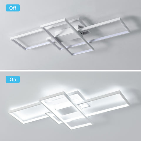 Plafonnier LED 54W Design moderne Blanc Froid 6000K Rectangle Lampe de Plafond Pour salon chambre à coucher salle à manger bureau Blanc