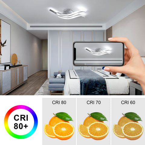 Plafonnier LED Moderne à Vagues 52cm - 3 Lampes en Aluminium Argenté, 24W, Lumière Blanche 6500K, 220V, CRI 80+, Installation Polyvalente