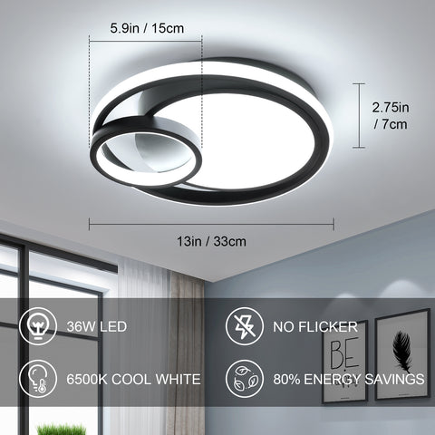 Plafonnier LED Moderne 36W, Économie d'Énergie 80%, Sans Scintillement, Design Épuré avec Abat-Jour en Acrylique Translucide, Idéal pour Salon et Salle de Bain