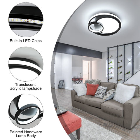 Plafonnier LED Moderne 36W, Économie d'Énergie 80%, Sans Scintillement, Design Épuré avec Abat-Jour en Acrylique Translucide, Idéal pour Salon et Salle de Bain