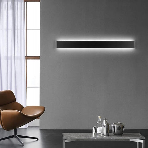 Applique murale LED en aluminium métal moderne Noir, 91 cm, Éclairage, Lumière blanche, 30W, pour Salon
