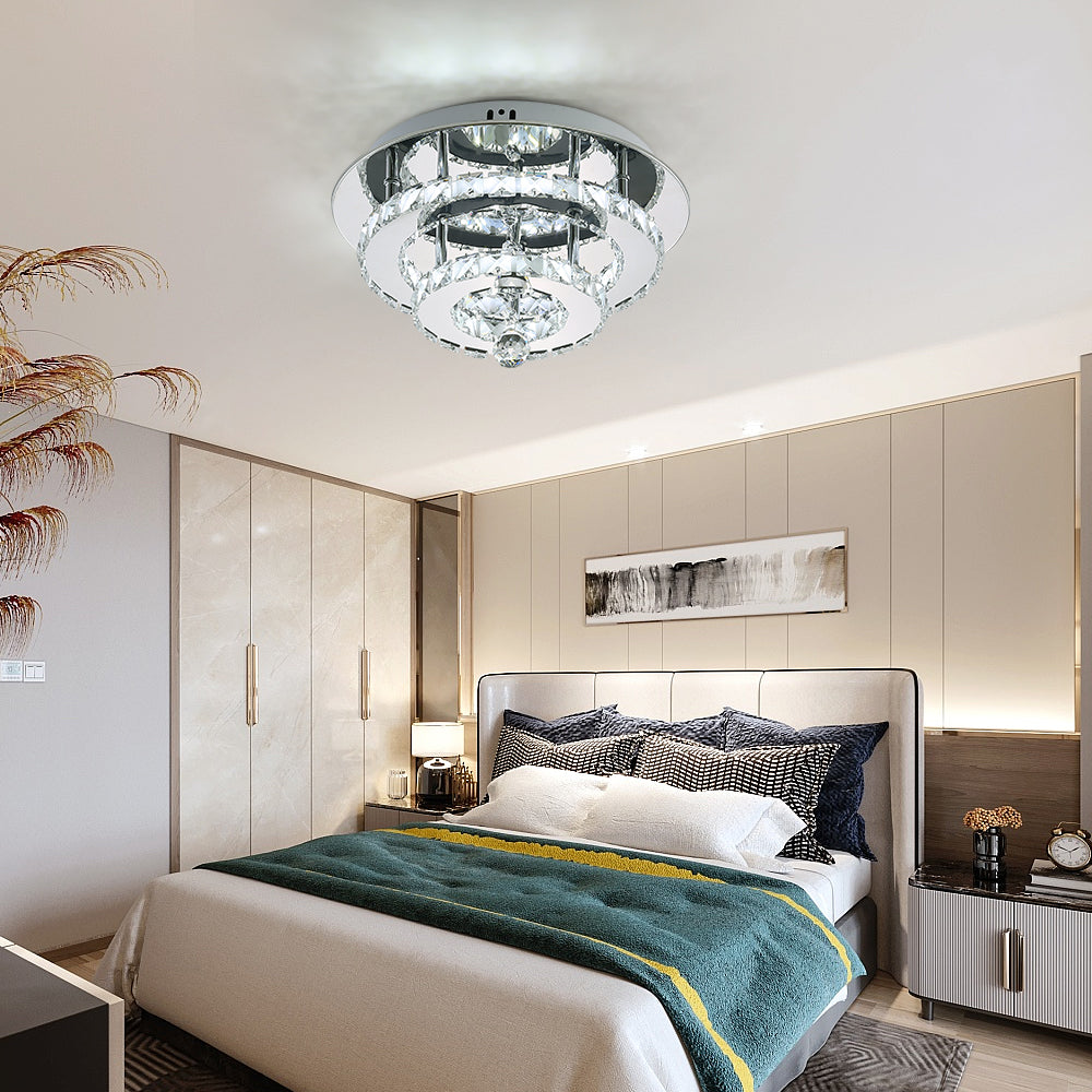 Lustres En Cristal, 30W Moderne LED Plafonnier Cristal, Plafonnier Luminaire Lampe