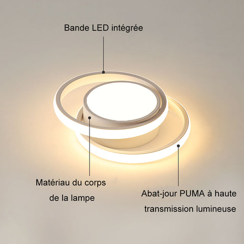 Plafonnier LED Moderne, Luminaire Plafonnier Rond, Blanc Chaud 3500K 32W 2500LM, Lampe de Plafond pour Couloir Salon Dia 28cm