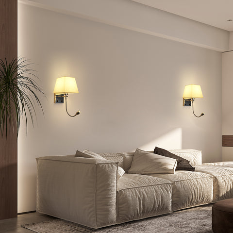 Applique de Chevet, LED Applique Murale Liseuse Chambre Bras Oscillant Titulaire E27 Veilleuse Murale (N'inclut pas les Ampoules)