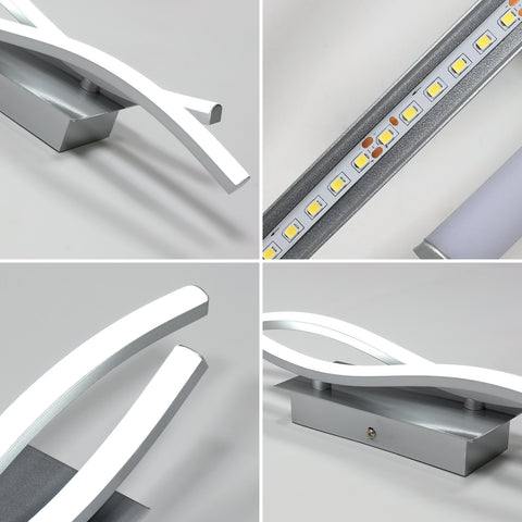 Applique murale en aluminium de forme spéciale, lumière blanche 6500K, 220V, argentée