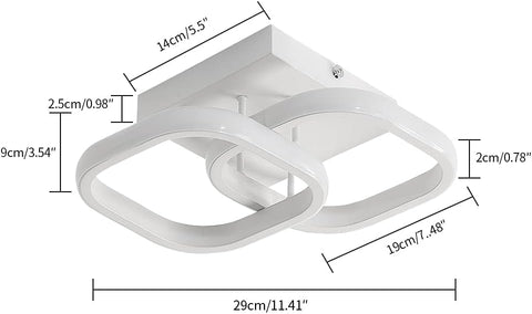 Plafonnier LED 24W Design moderne Cercle Carré Lampe de Plafond Pour Cuisine Salle à Manger Chambre Couloir Entrée Balcon 2 Pack Blanc Froid 6000K