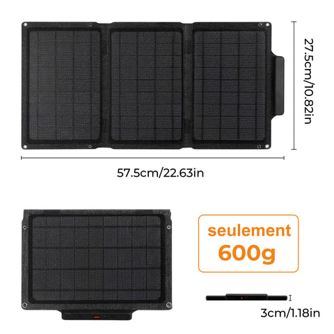Sac pliant solaire léger silicium monocristallin noir 30% de réduction interface de sortie USB 21W