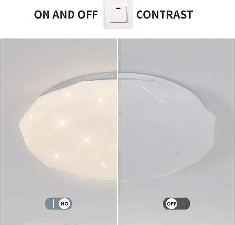 Lampe de Plafond, 24W Luminaire Plafonnier Étoile LED Blanc Neutre 4000K, Lustre LED Plafonnier Moderne Diamant pour Chambre Enfant Cuisine Couloir Coucher Salle De Bain