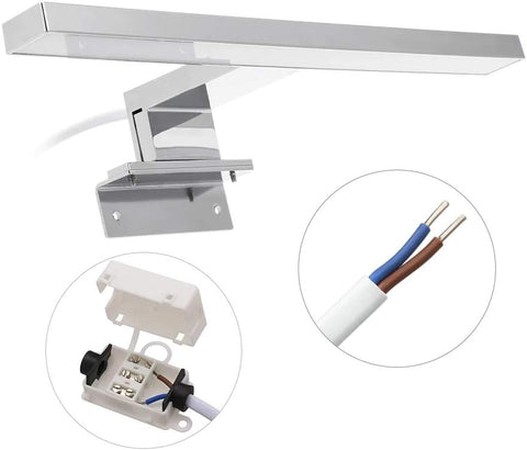 Miroir LED Salle de bain, chambre à coucher, armoire de cuisine, éclairage intérieur moderne, étanche IP44, chrome, 4000K lumière neutre [Classe d'én