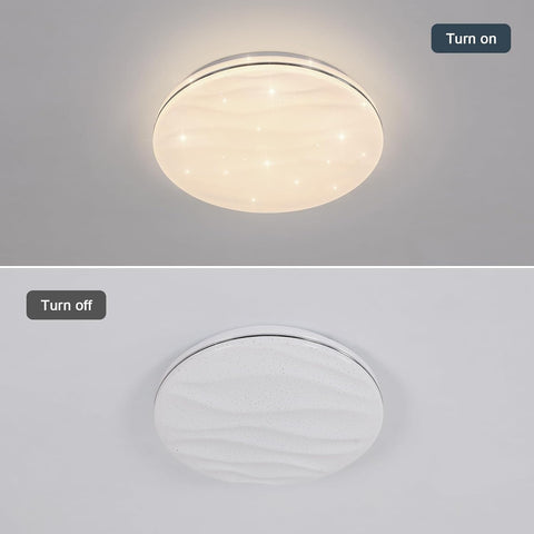 Luminaire Plafonnier Led Étoilé, 24W Lampe de Plafond pour Chambre Enfant Blanc Neutre 4000K, Lustre Led Plafonnier Moderne Ronde pour Cuisine Couloir Coucher Salle De Bain