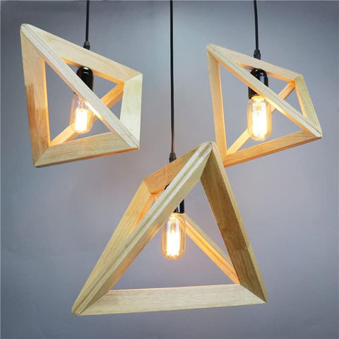 E27 Créatif Suspensions Luminaires Industrielle Bois Plafonnier Moderne Luminaire Lumiere Contemporain Suspensions Plafonniers Luminaire (Forme de triangle) non incluse Ampoule