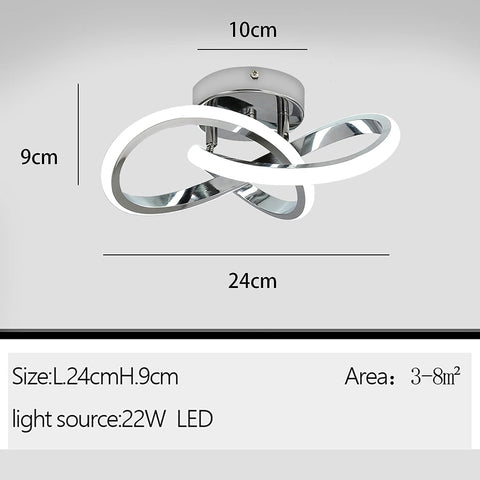 Plafonnier LED, Plafonnier Mode Simple, Argent, Lumière Blanche 6500K, 22W