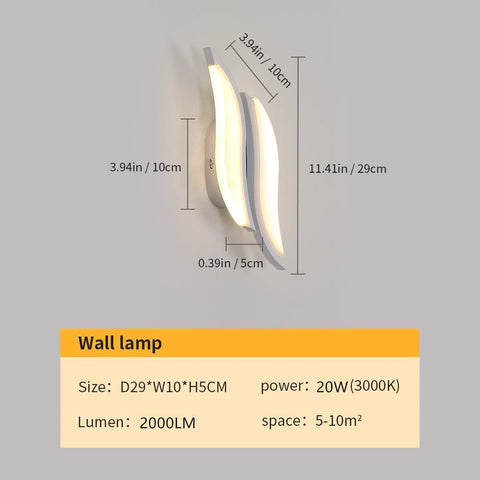 Applique Murale Intérieure LED, Moderne Lampe Murale 20W 2300LM, Éclairage Acrylique Luminaire Mural pour Salon Chambre Escalier 3000K lumière blanche chaude Couleur blanche
