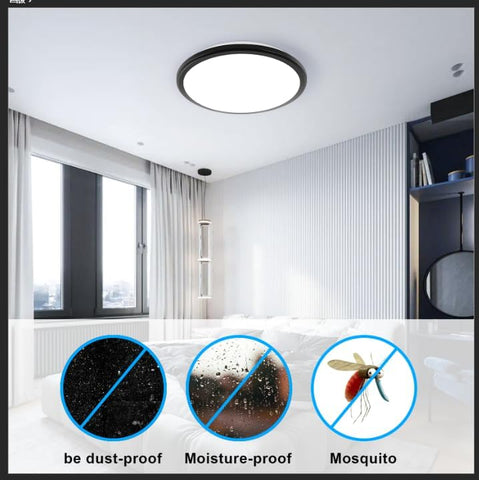 Plafonnier LED, 24W 2000LM Lumière Blanche Froide 6500K Rond Lampe de Plafond Etanche IP54, Luminaire Plafonnier LED pour Salle de Bain Salon Chambre Cuisine