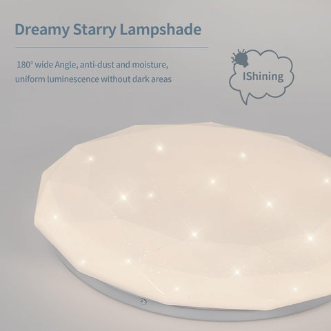 Lampe de Plafond, 24W Luminaire Plafonnier Étoile LED Blanc Neutre 4000K, Lustre LED Plafonnier Moderne Diamant pour Chambre Enfant Cuisine Couloir Coucher Salle De Bain