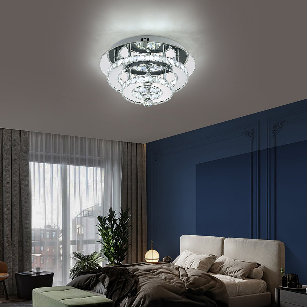 Lustres En Cristal, 30W Moderne LED Plafonnier Cristal, Plafonnier Luminaire Lampe