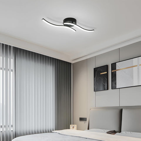 Plafonnier LED Moderne 12W, 6500K Lumière Blanche Froide, Design 2 Barres Parallèles, 60x12 CM, Idéal pour Chambre et Salon