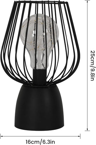 Lampe de Chevet à Cage, Lampe de Table Creuse, 3000K Lumière Chaude LED - Lampe de Table Portable sans Fil (Sans Batterie)