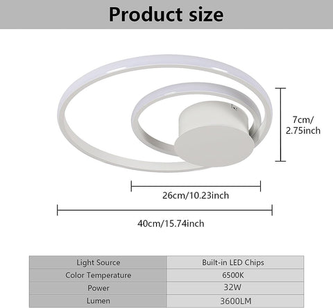 Tableau des dimensions des plafonniers