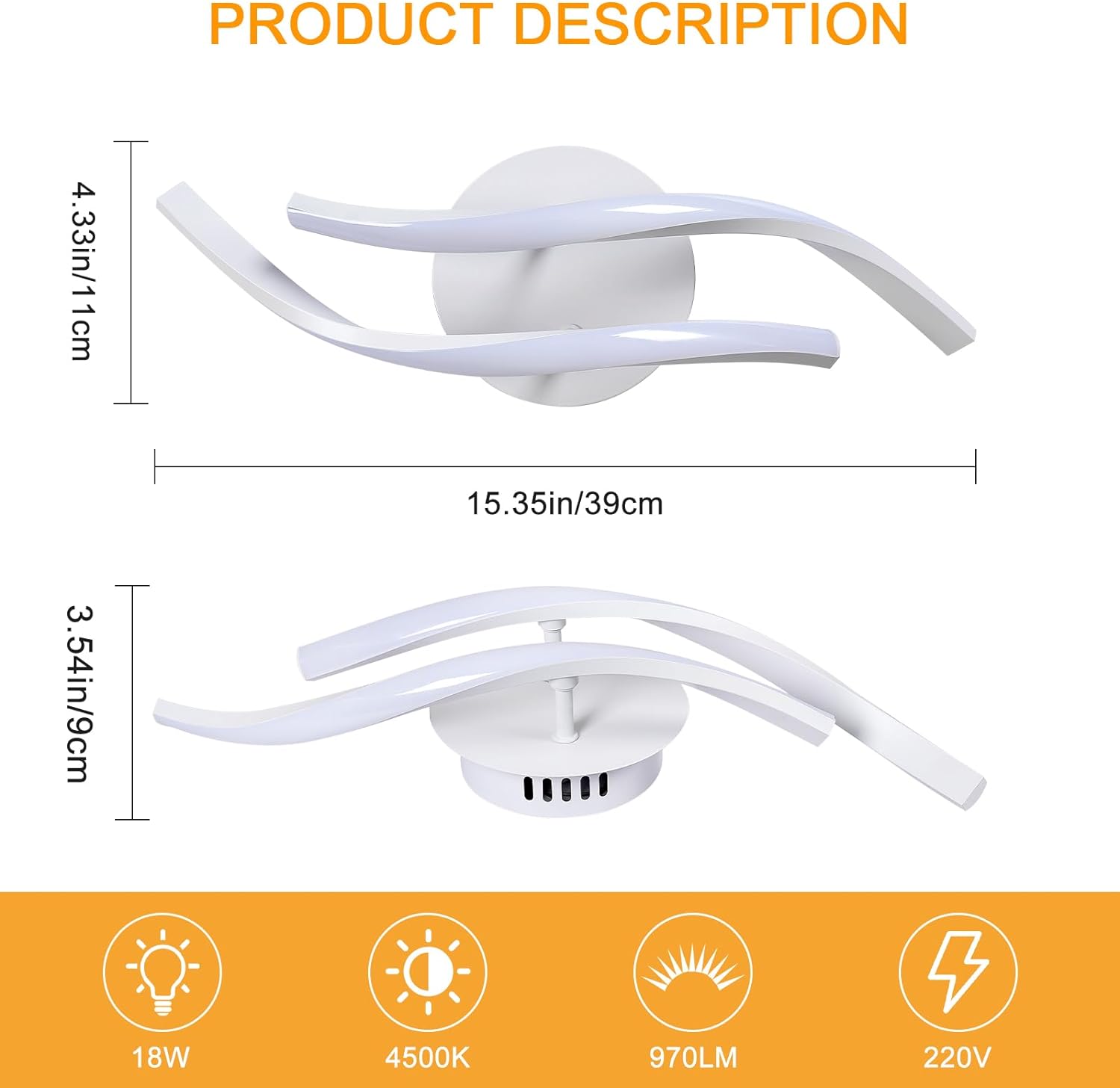 Tableau des dimensions des plafonniers