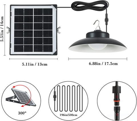 Lampe Solaire Extérieur, Angle d'éclairage de 120 °, IP65 Lumière Solaire Extérieure avec Télécommande, Câble de 5M, 3 Modes de Température de Couleur pour Jardin, Garage, Cour, Escalier, Patio