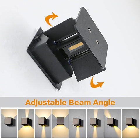 2 Pack Applique Murale LED Exterieur, 12W Appliques Murales Interieures avec Angle Réglable éclairage mural d'extérieur, Etanche IP65 Lampe Murale Moderne pour Salon, Chambre (Noir) Blanc Chaud 3000K