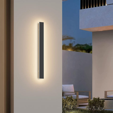 Applique Murale Extérieure LED, Étanche Minimaliste Noire Lampe Murale, Lumière Chaude 3000K, 12W, Protection IP65, Matériau Acrylique et Fer, pour Éclairage Intérieur et Extérieur