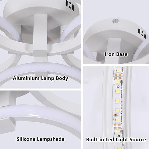 Plafonnier LED Moderne, 48W 5400LM Luminaire Plafonnier Rond, Blanc Lampe de Plafond en Aluminium, Anneau Plafond Lumière pour Salon, Chambre, Salle Manger, Cuisine, Blanc Froid 6500K