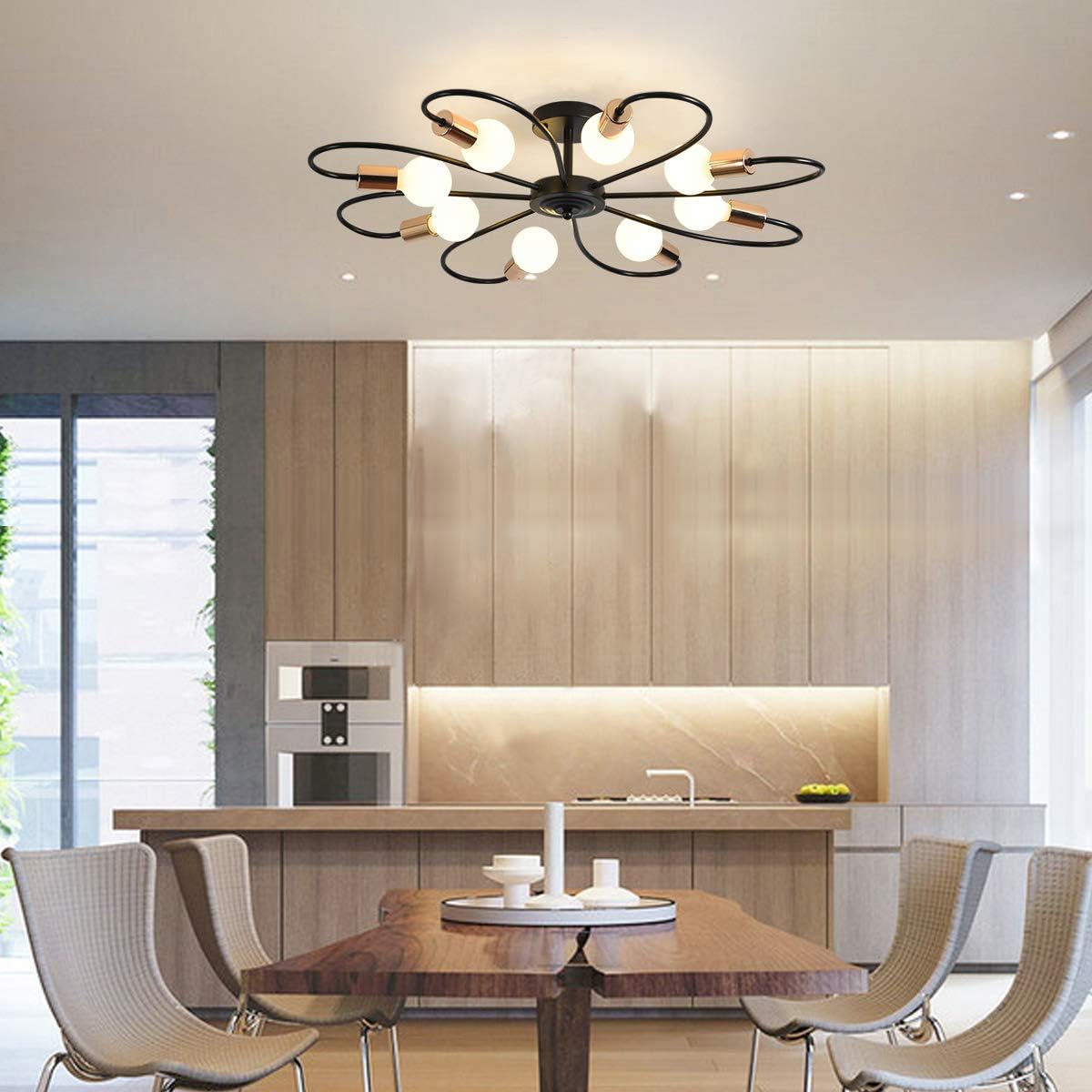 Moderne Plafonnier, Créatif Lampe Plafond, Métal Noir or E27 