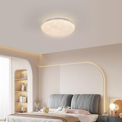 Lampe de Plafond, 24W Luminaire Plafonnier Étoile LED Blanc Neutre 4000K, Lustre LED Plafonnier Moderne Diamant pour Chambre Enfant Cuisine Couloir Coucher Salle De Bain