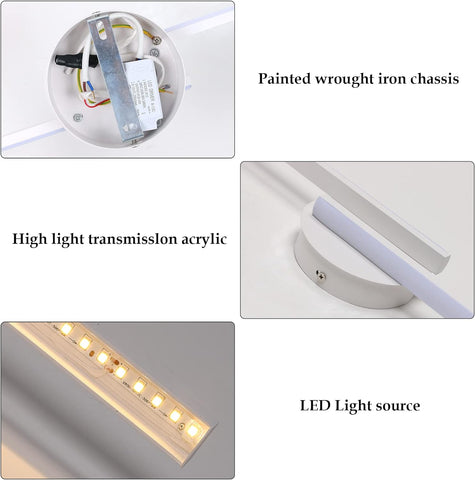 Applique Murale LED Intérieur Lampe Murale Moderne, Appliques Aluminium Pour Salon Couloir Salle De Bain Escalier Veilleuse (Blanc) 3000K Lumière Chaude