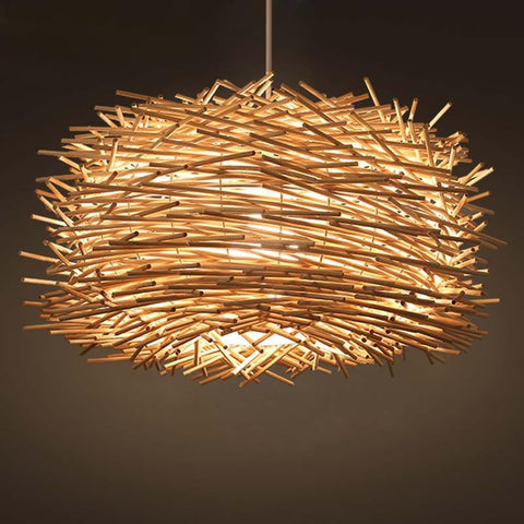Lustre Suspension en Rotin, Vintage E27 Suspension Lumineuse 